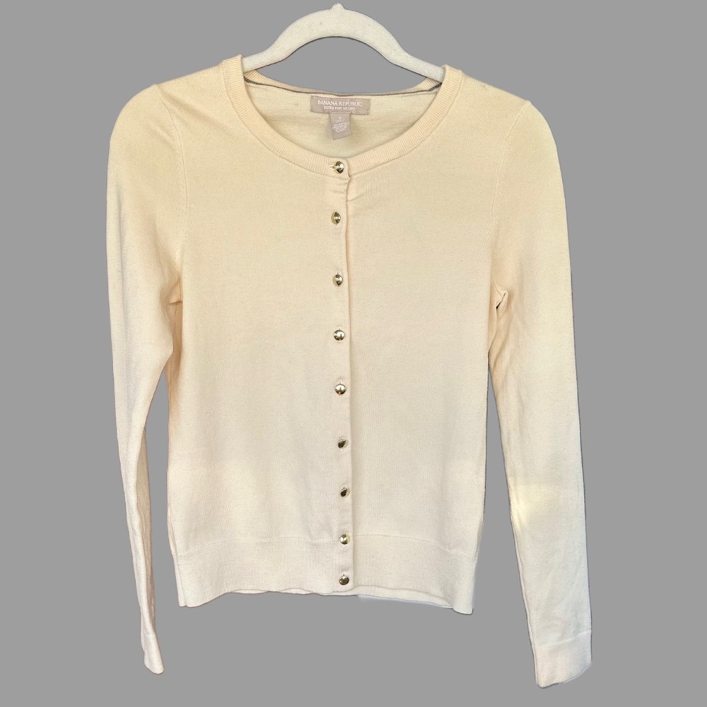 BANANA REPUBLIC Women's Merino Wool Cream Cardigan Sweater
